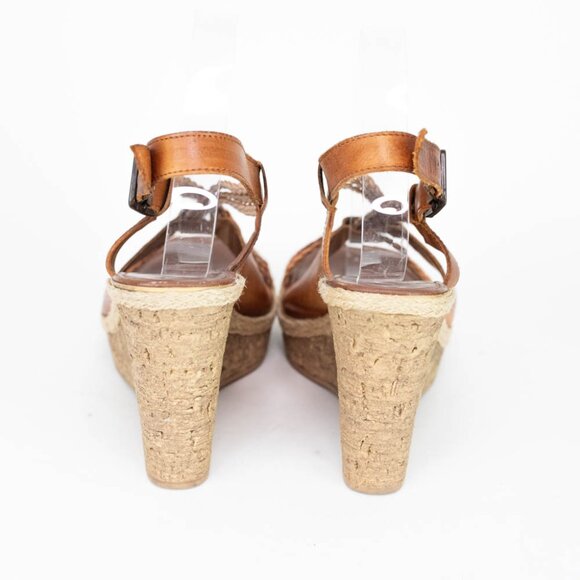 Aldo Brown Braided Leather Wedge Sandals Size US 9.5 EUR 40 - Picture 5 of 9
